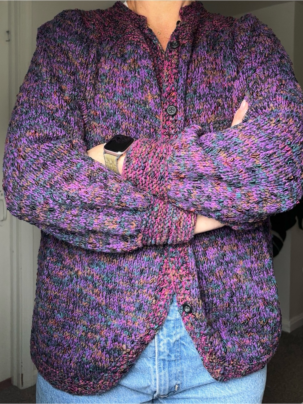 Vintage Sandy D'Andrade
Multicolor Purple HandKnit Chunky Cardigan - Picture 8 of 8